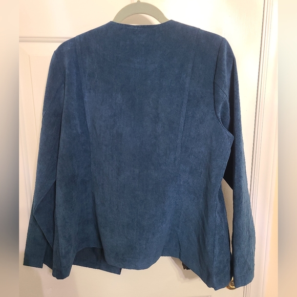 Christopher and Banks Blue Zippered Long Sleeve Ladies Blazer Jacket Top - Picture 3 of 3